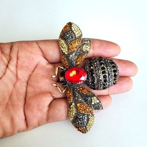 Large Oversized Rhinestone Bee Brooch